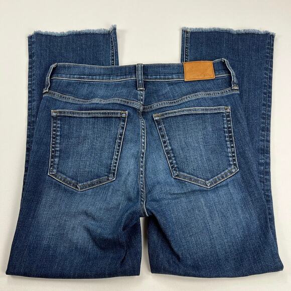 J. Crew 9” Billie Demi Boot Crop Dark Wash Fray Hem Button Fly 26 Inseam Size 28 - Picture 12 of 16
